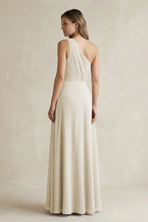 One-Shoulder Chiffon A-Line Bridesmaid Dress With Slit in Dove Gray - SHE IS ME BRIDESMAID DRESSES