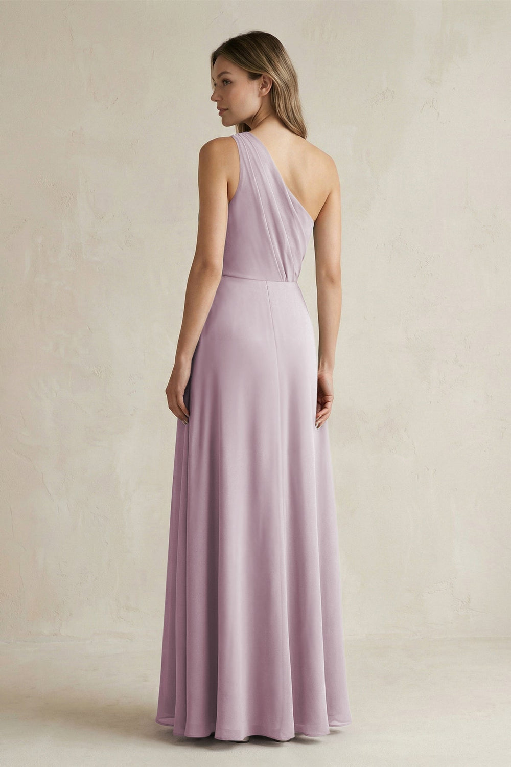 One-Shoulder Chiffon A-Line Bridesmaid Dress With Slit in Dusk - KISS BRIDAL BRIDESMAID DRESSES