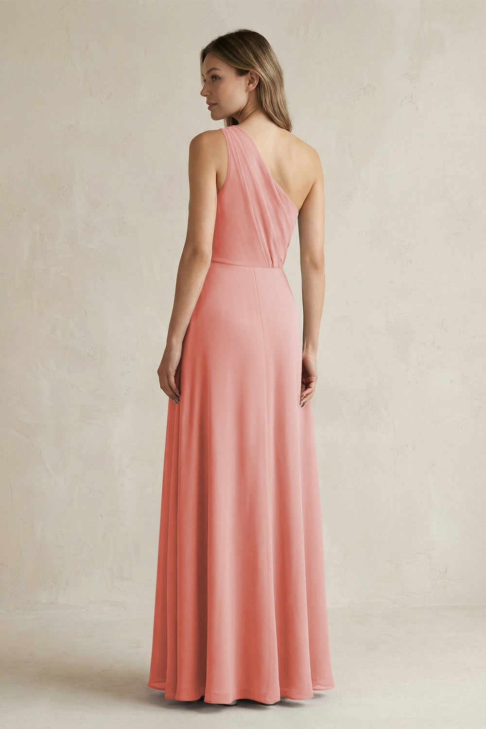 One-Shoulder Chiffon A-Line Bridesmaid Dress With Slit in Mulberry - KISS BRIDAL BRIDESMAID DRESSES