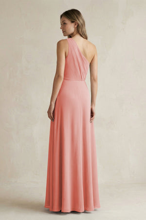 One-Shoulder Chiffon A-Line Bridesmaid Dress With Slit in Mulberry - SHE IS ME BRIDESMAID DRESSES