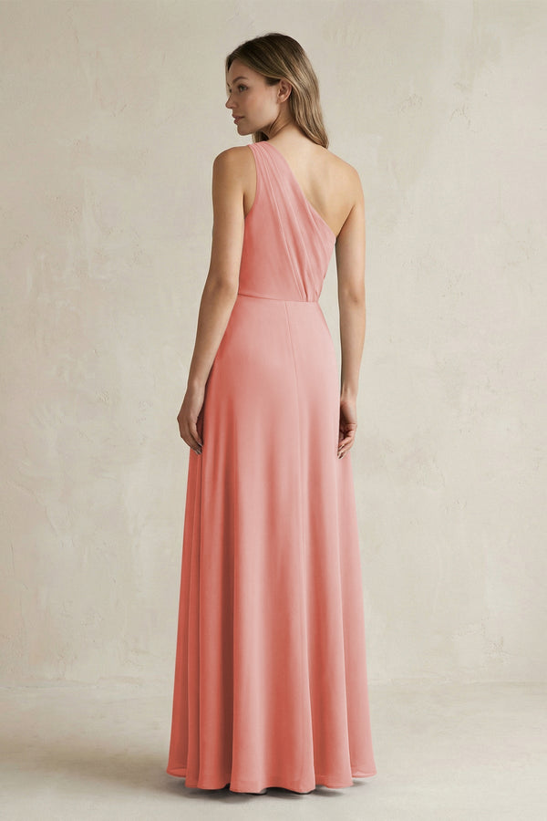 One-Shoulder Chiffon A-Line Bridesmaid Dress With Slit in Mulberry - SHE IS ME BRIDESMAID DRESSES