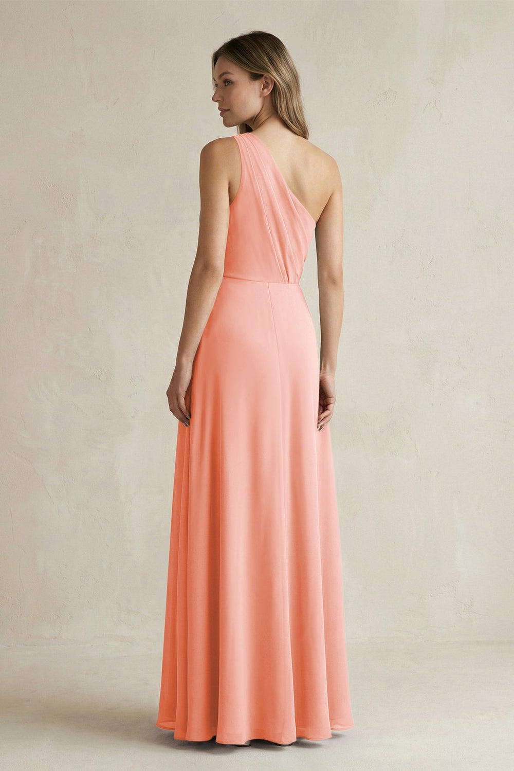 One-Shoulder Chiffon A-Line Bridesmaid Dress With Slit in Rosette - KISS BRIDAL BRIDESMAID DRESSES