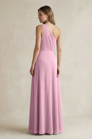 One-Shoulder Chiffon A-Line Bridesmaid Dress With Slit in Vintage Mauve - SHE IS ME BRIDESMAID DRESSES
