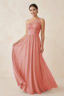 One - Shoulder Lace Chiffon A - Line Bridesmaid Dress in Mulberry - KISS BRIDAL Bridesmaid Dresses