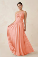 One - Shoulder Lace Chiffon A - Line Bridesmaid Dress in Rosette - KISS BRIDAL Bridesmaid Dresses