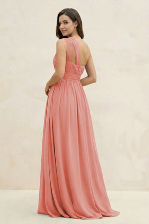 One - Shoulder Pleated A - Line Chiffon Bridesmaid Dress in Mulberry - SHE IS ME Bridesmaid Dresses