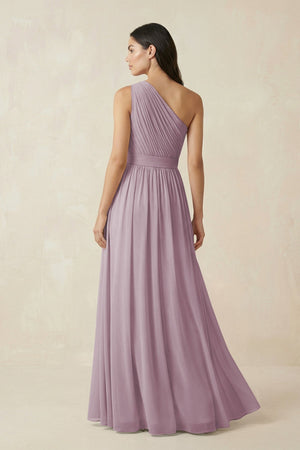 One - Shoulder Pleated Chiffon Bridesmaid Gown in Dusk - KISS BRIDAL Bridesmaid Dresses