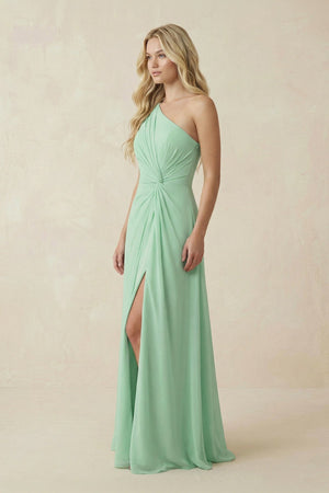 One - Shoulder Ruched A - Line Chiffon Bridesmaid Dress - SHE IS ME Bridesmaid Dresses
