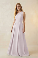 One - Shoulder Ruched A - Line Satin Bridesmaid Dress in Dusk - KISS BRIDAL Bridesmaid Dresses