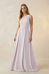 One - Shoulder Ruched A - Line Satin Bridesmaid Dress in Dusk - KISS BRIDAL Bridesmaid Dresses