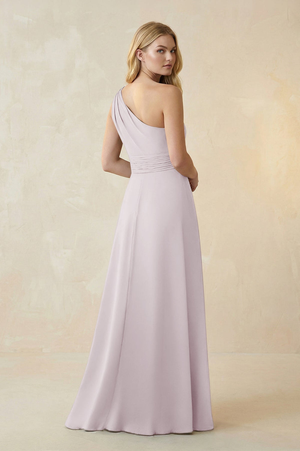 One - Shoulder Ruched A - Line Satin Bridesmaid Dress in Dusk - KISS BRIDAL Bridesmaid Dresses