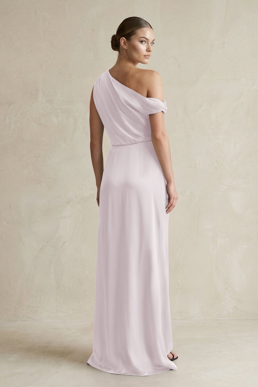 One - Shoulder Satin Sheath Bridesmaid Dress With Slit in Dusk - KISS BRIDAL Bridesmaid Dresses