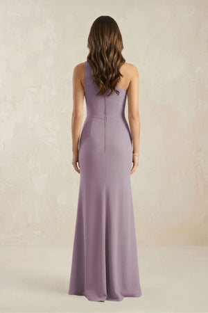 One-Shoulder Sheath Chiffon Ruched Bridesmaid Dress in Dusk (2) | KISSBRIDAL