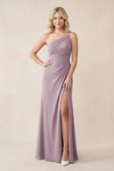 One - Shoulder Sheath Chiffon Ruched Bridesmaid Dress in Dusk - SHE IS ME Bridesmaid Dresses
