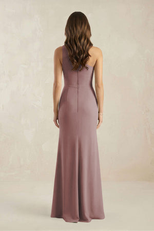 One-Shoulder Sheath Chiffon Ruched Bridesmaid Dress in Dusty Rose (2) | KISSBRIDAL