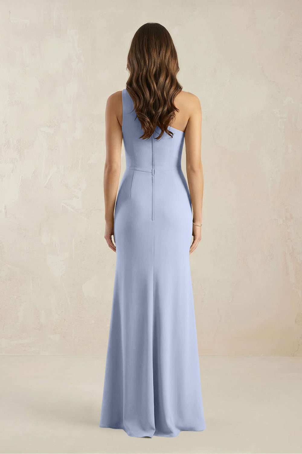 One-Shoulder Sheath Chiffon Ruched Bridesmaid Dress in Ice