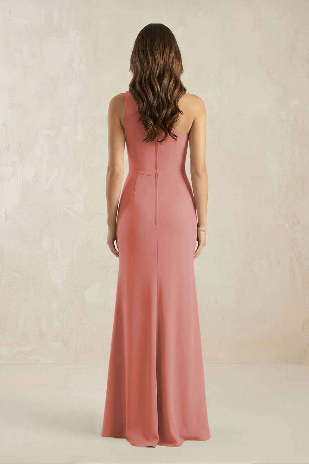 One-Shoulder Sheath Chiffon Ruched Bridesmaid Dress in Mulberry