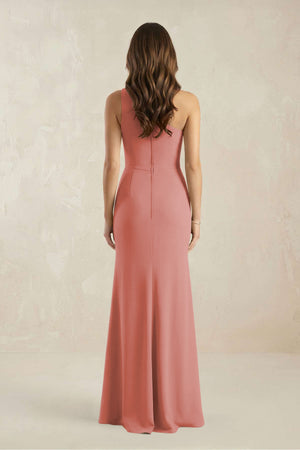 One-Shoulder Sheath Chiffon Ruched Bridesmaid Dress in Mulberry (2) | KISSBRIDAL