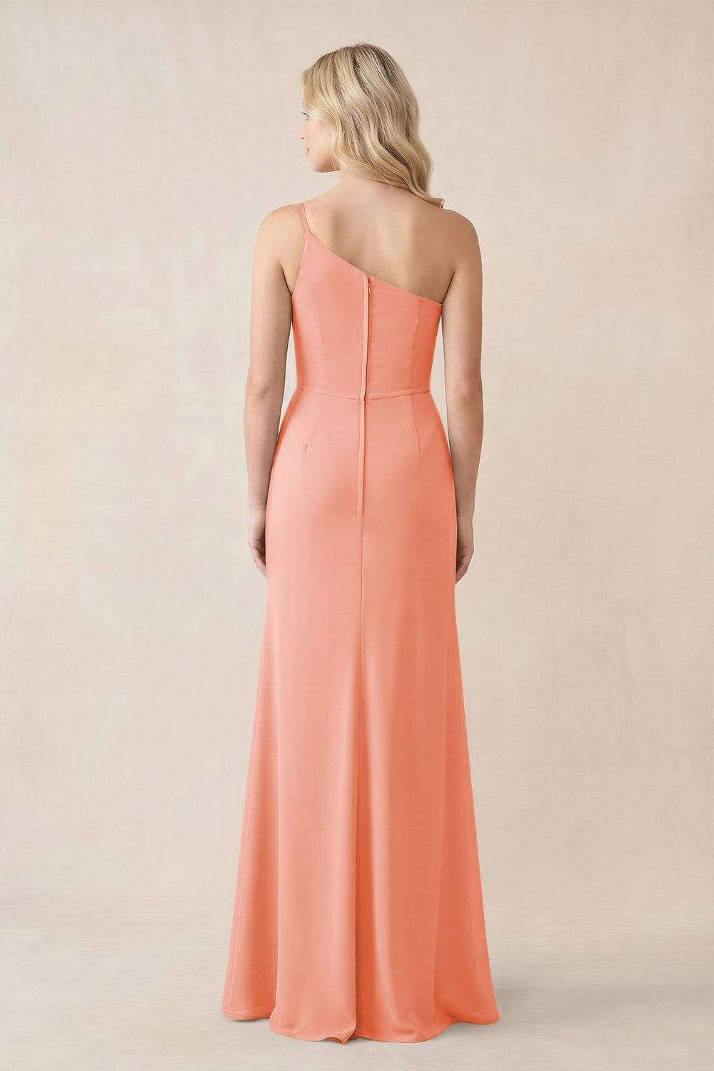 One - Shoulder Sheath Chiffon Ruched Bridesmaid Dress in Rosette - KISS BRIDAL Bridesmaid Dresses