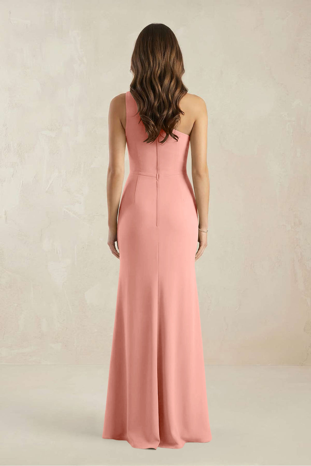 One-Shoulder Sheath Chiffon Ruched Bridesmaid Dress in Rosette