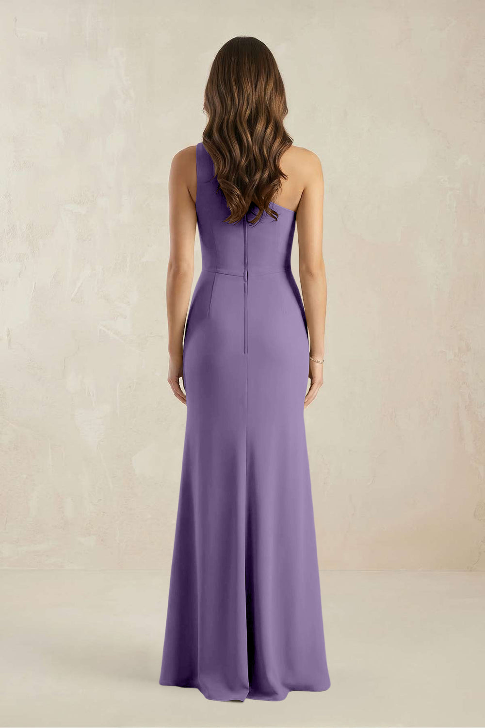 One-Shoulder Sheath Chiffon Ruched Bridesmaid Dress in Tahiti