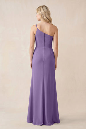 One - Shoulder Sheath Chiffon Ruched Bridesmaid Dress in Tahiti - SHE IS ME Bridesmaid Dresses