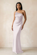 One - Shoulder Sheath Ruched Bridesmaid Dress in Dusk - KISS BRIDAL Bridesmaid Dresses