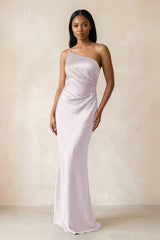 One - Shoulder Sheath Ruched Bridesmaid Dress in Dusk - KISS BRIDAL Bridesmaid Dresses