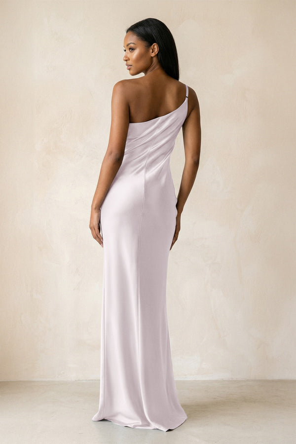 One - Shoulder Sheath Ruched Bridesmaid Dress in Dusk - KISS BRIDAL Bridesmaid Dresses