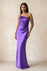 One - Shoulder Sheath Ruched Bridesmaid Dress in Tahiti - KISS BRIDAL Bridesmaid Dresses