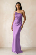 One - Shoulder Sheath Ruched Bridesmaid Dress in Wisteria - KISS BRIDAL Bridesmaid Dresses