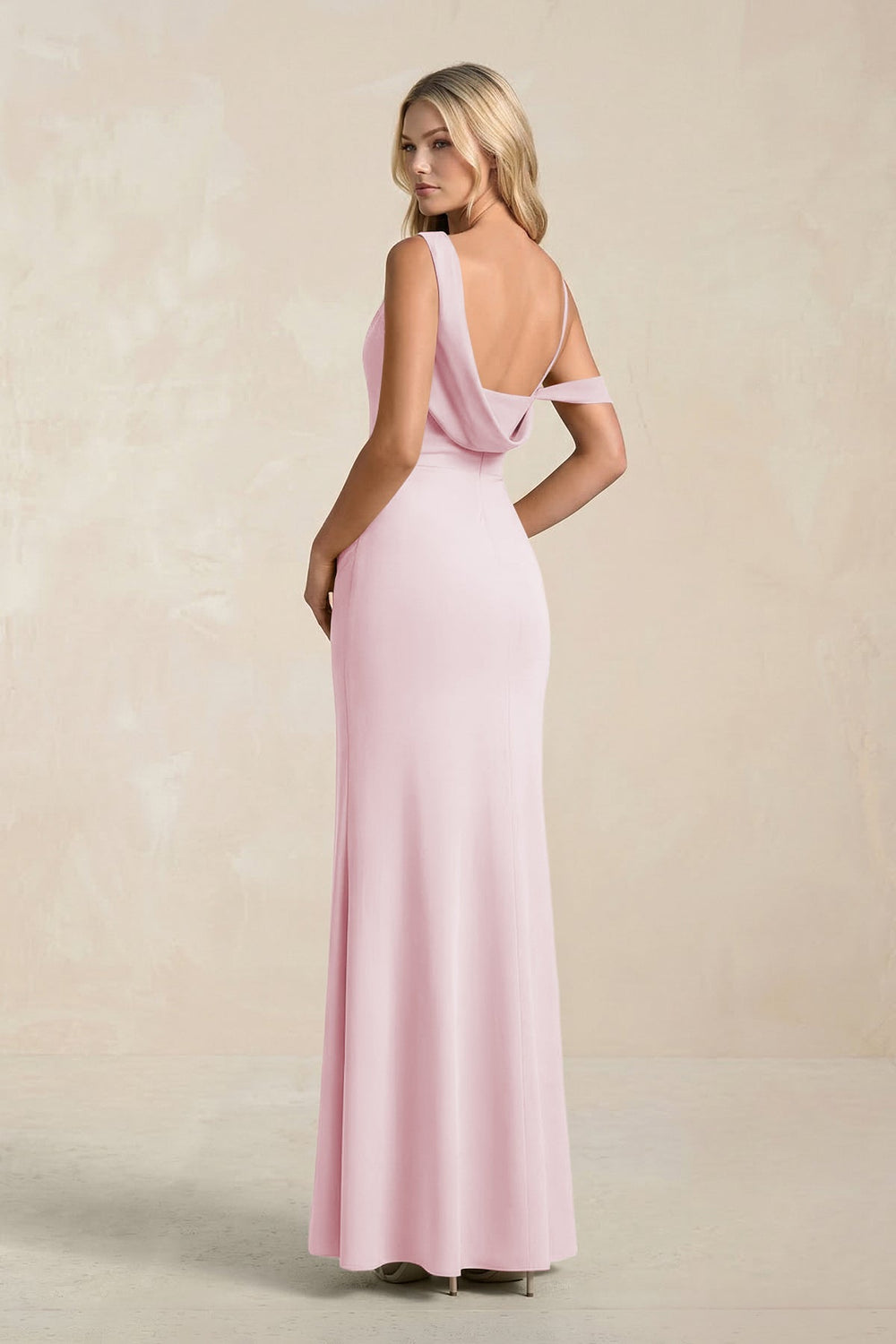 One - Shoulder Sheath Ruched Bridesmaid Dress With Slit in Candy Pink - KISS BRIDAL Bridesmaid Dresses