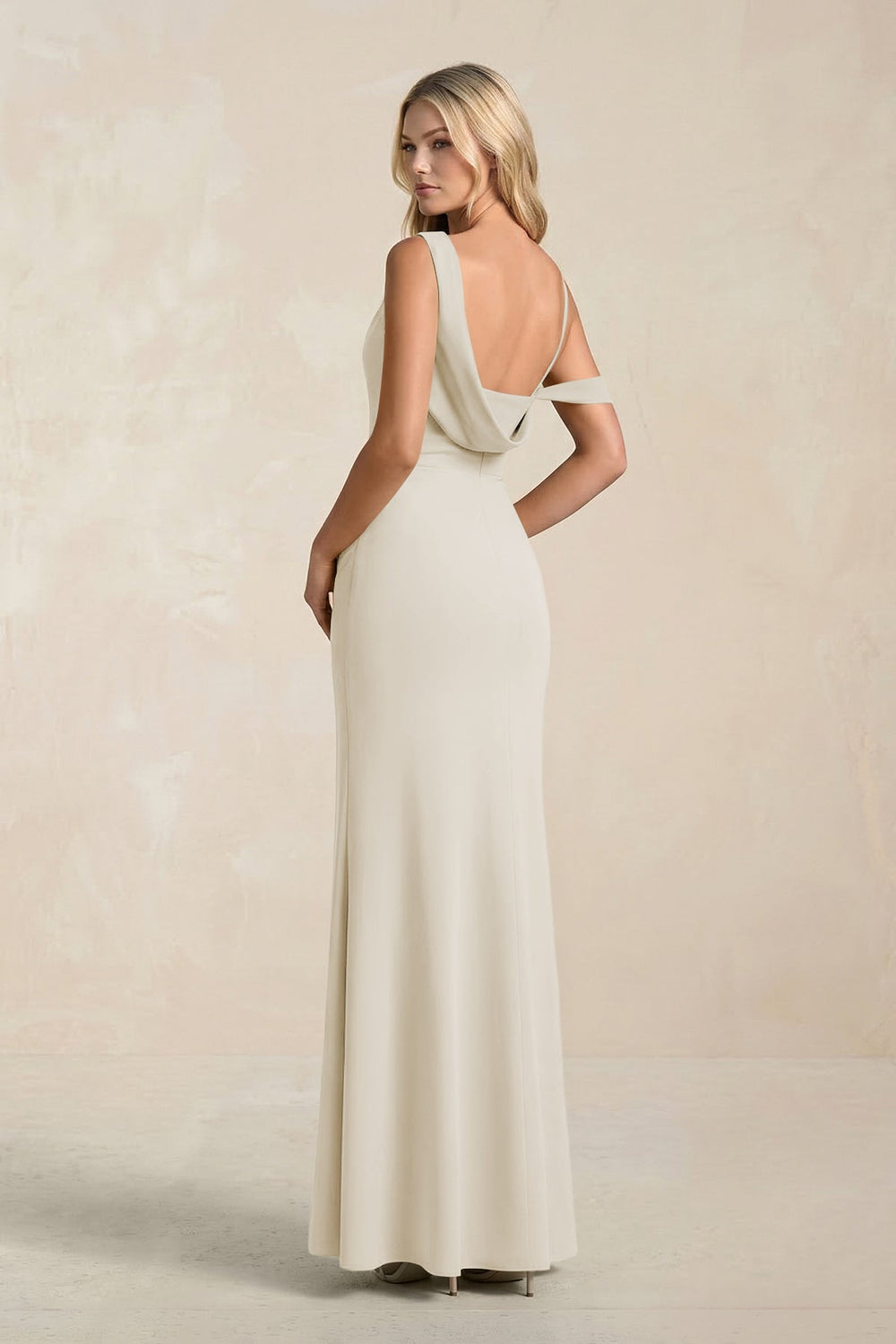 One - Shoulder Sheath Ruched Bridesmaid Dress With Slit in Dove Gray - KISS BRIDAL Bridesmaid Dresses