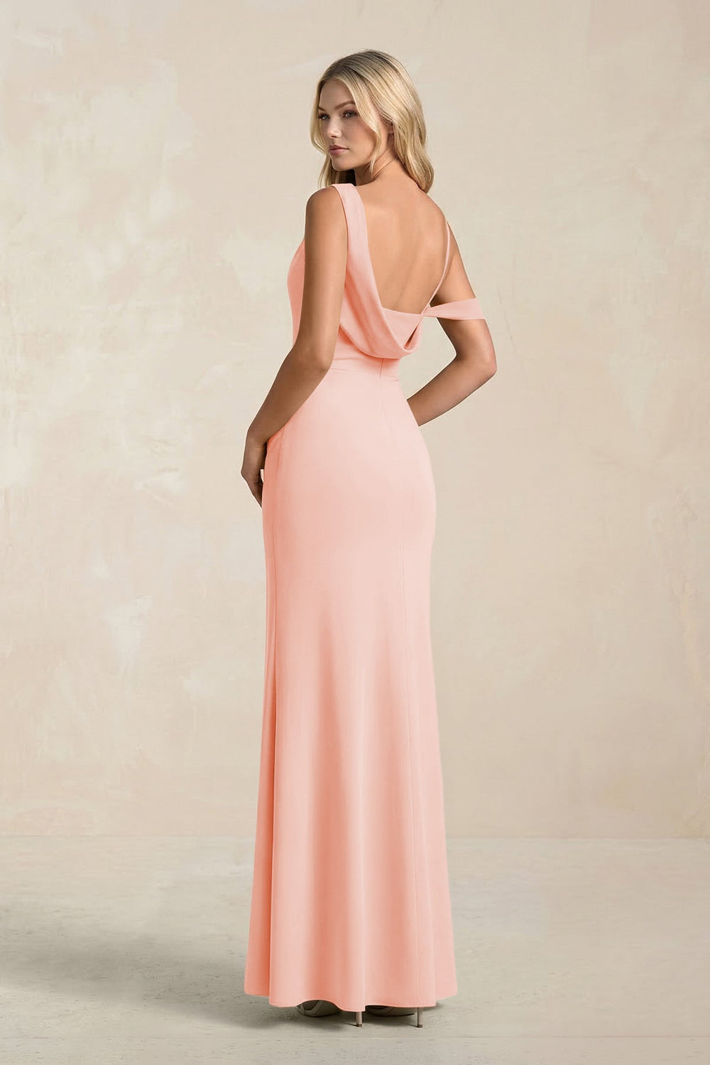 One - Shoulder Sheath Ruched Bridesmaid Dress With Slit in Rose Petal - KISS BRIDAL Bridesmaid Dresses