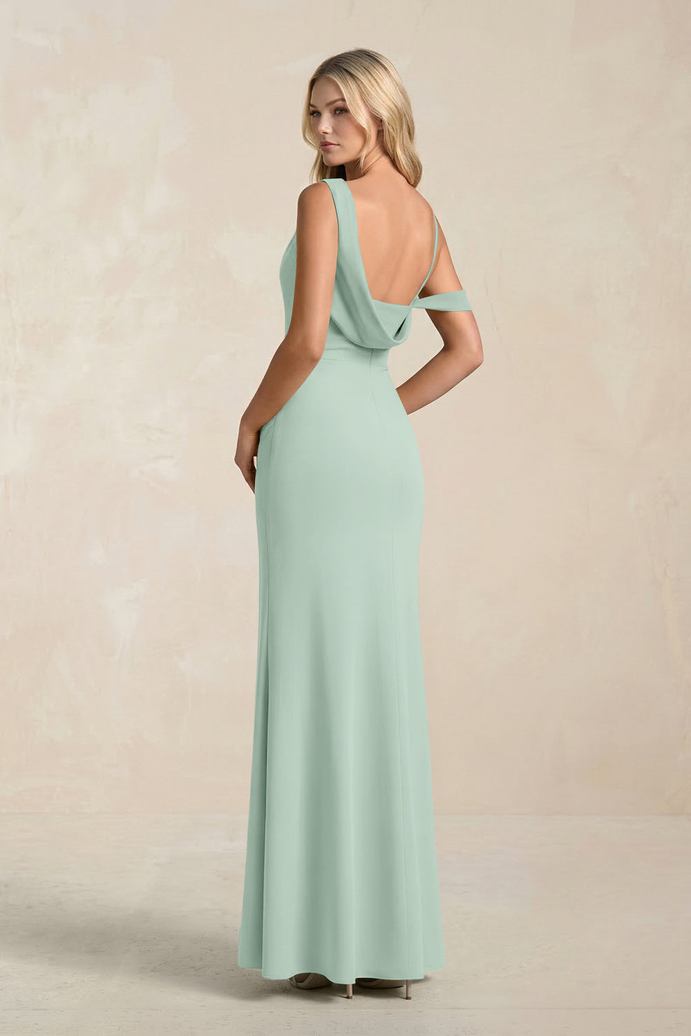 One-Shoulder Sheath Ruched Bridesmaid Dress With Slit in Sage