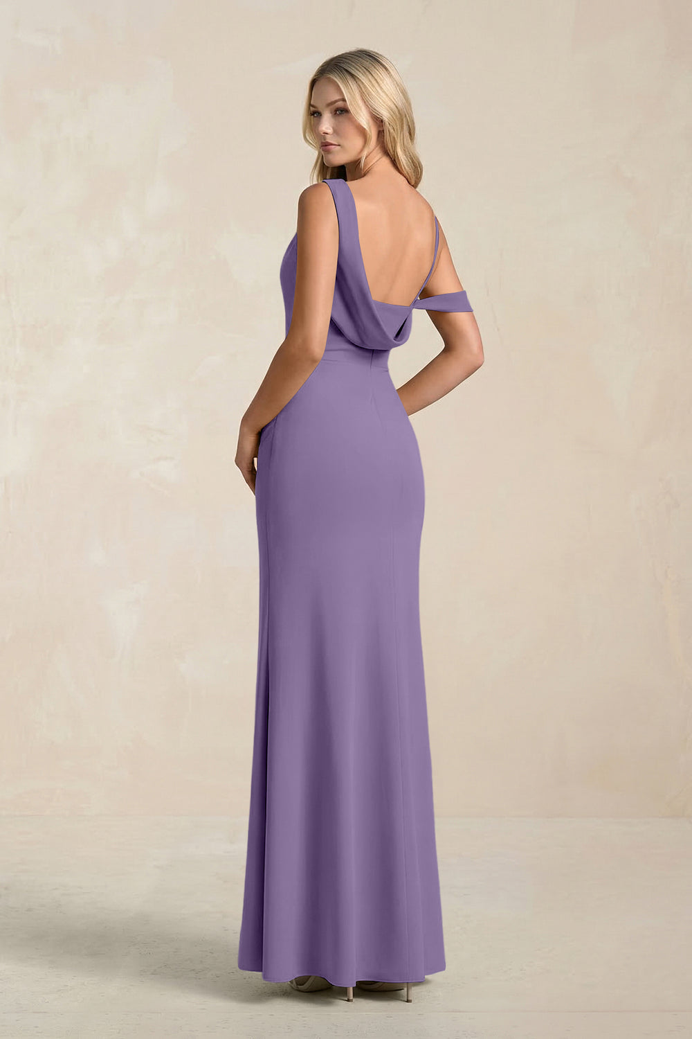 One-Shoulder Sheath Ruched Bridesmaid Dress With Slit in Tahiti