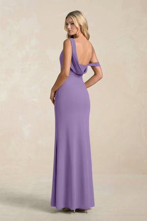 One - Shoulder Sheath Ruched Bridesmaid Dress With Slit in Tahiti - SHE IS ME Bridesmaid Dresses