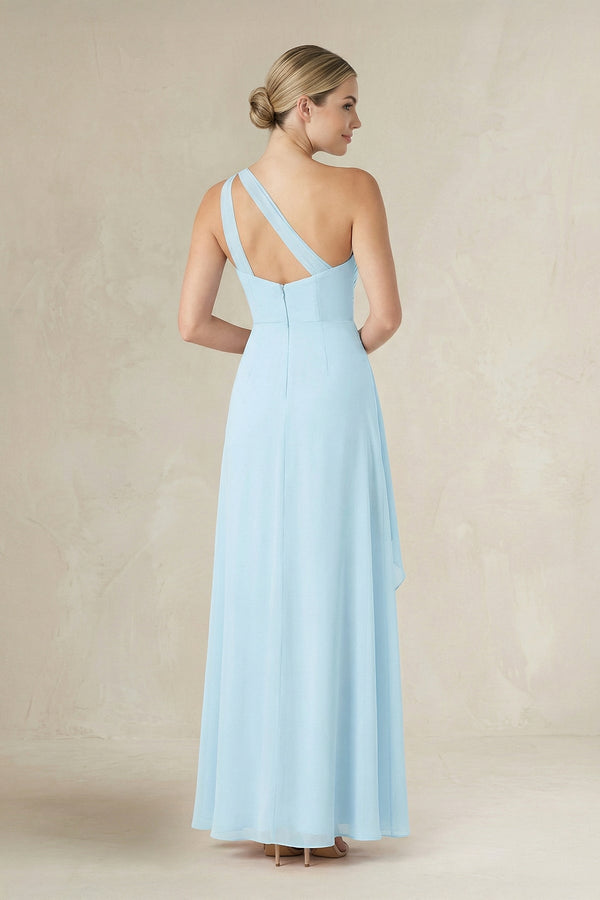 One - Shoulder Sheath Ruched Ruffled Bridesmaid Dress - KISS BRIDAL Bridesmaid Dresses