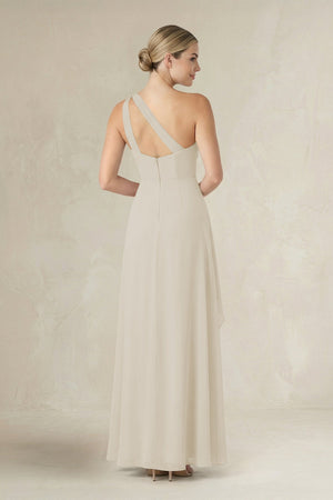 One - Shoulder Sheath Ruched Ruffled Bridesmaid Dress in Dove Gray - SHE IS ME Bridesmaid Dresses