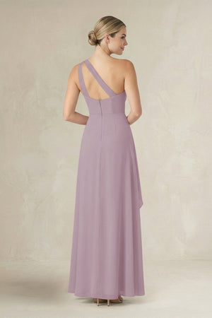 One - Shoulder Sheath Ruched Ruffled Bridesmaid Dress in Dusk - SHE IS ME Bridesmaid Dresses