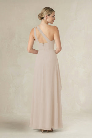 One - Shoulder Sheath Ruched Ruffled Bridesmaid Dress in Frost - SHE IS ME Bridesmaid Dresses