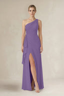 One - Shoulder Sheath Ruched Ruffled Bridesmaid Dress in Tahiti - SHE IS ME Bridesmaid Dresses