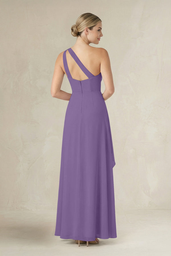 One - Shoulder Sheath Ruched Ruffled Bridesmaid Dress in Tahiti - SHE IS ME Bridesmaid Dresses