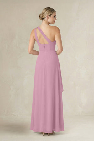 One - Shoulder Sheath Ruched Ruffled Bridesmaid Dress in Vintage Mauve - SHE IS ME Bridesmaid Dresses