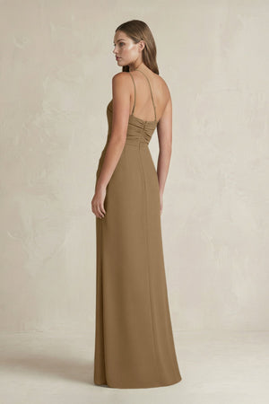 One - Shoulder Sheath Satin Bridesmaid Dress in Apple Cinnamon - KISS BRIDAL Bridesmaid Dresses