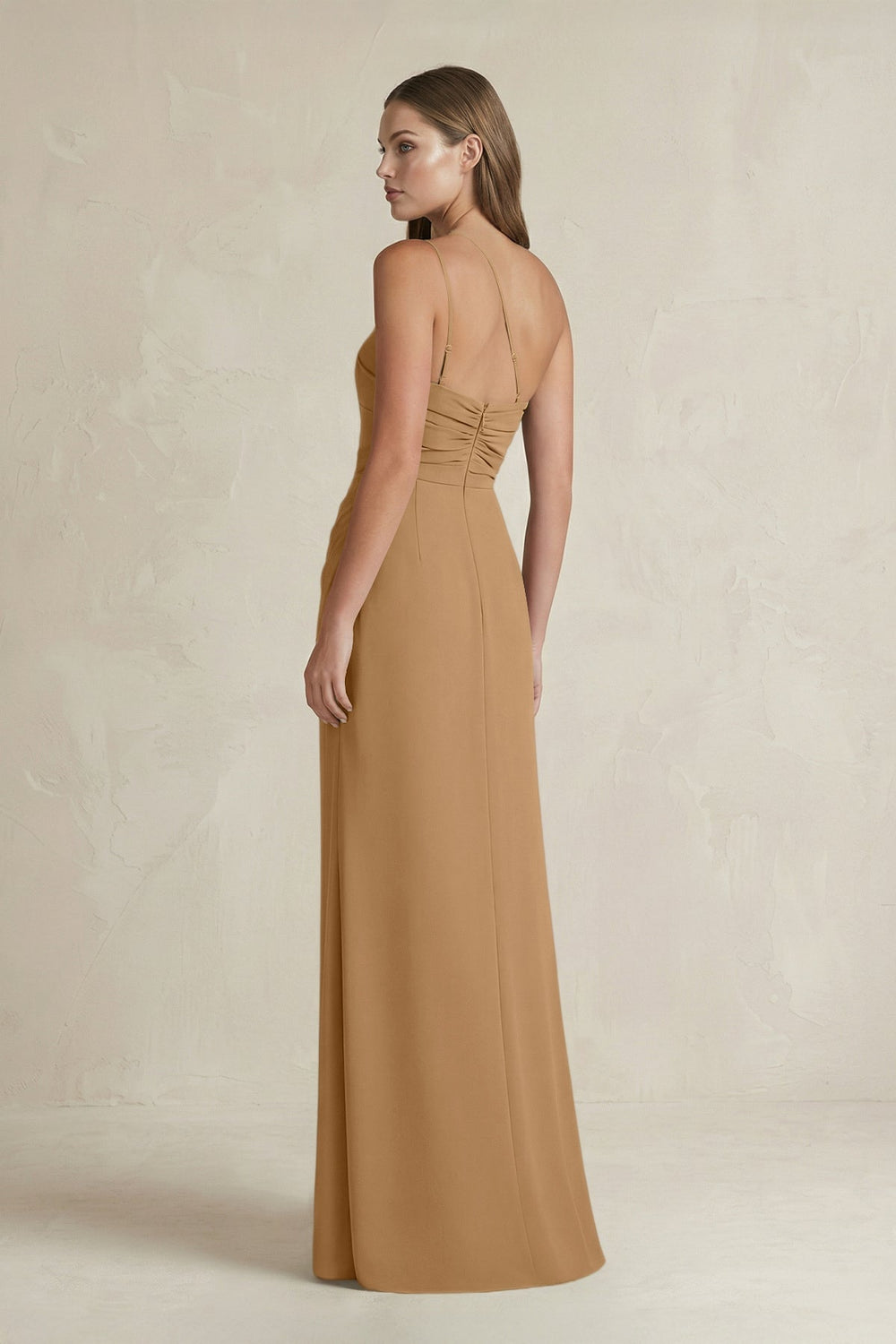 One - Shoulder Sheath Satin Bridesmaid Dress in Bronzer - KISS BRIDAL Bridesmaid Dresses