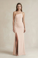 One - Shoulder Sheath Satin Bridesmaid Dress in Buttercream - KISS BRIDAL Bridesmaid Dresses