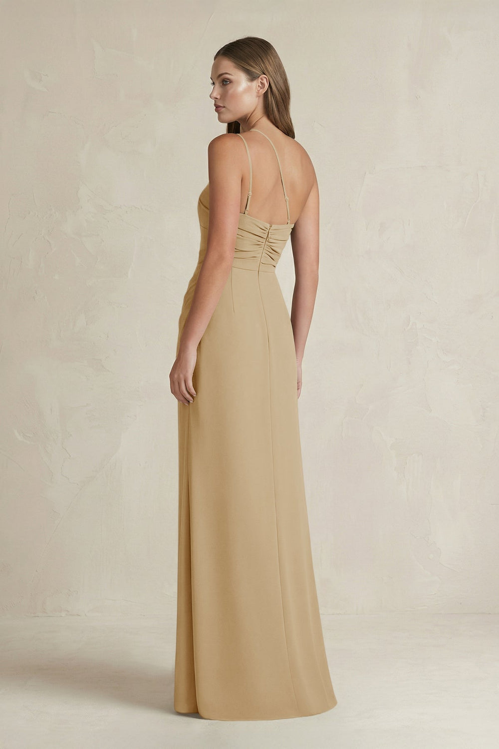 One - Shoulder Sheath Satin Bridesmaid Dress in Champagne - SHE IS ME Bridesmaid Dresses