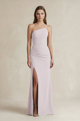 One - Shoulder Sheath Satin Bridesmaid Dress in Dusk - KISS BRIDAL Bridesmaid Dresses