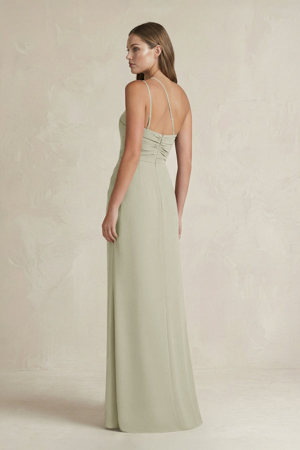 One - Shoulder Sheath Satin Bridesmaid Dress in Frost - KISS BRIDAL Bridesmaid Dresses